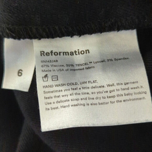 Reformation Black High Rise Straight Leg Trousers Back Zip Women's Sz. 6 - Picture 9 of 11